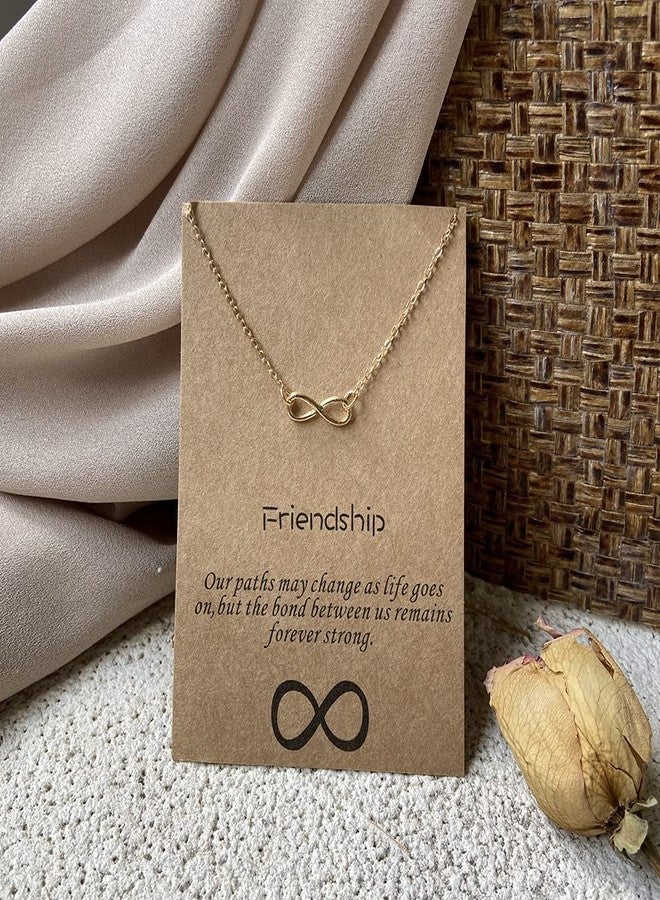 FORUBUS Infinity Friendship Pendant Necklace and Blessing Card, Karma Circles Link Chain Necklace Butterfly Accessory BFF Memorial Jewelry Gift-infinity - Image 2